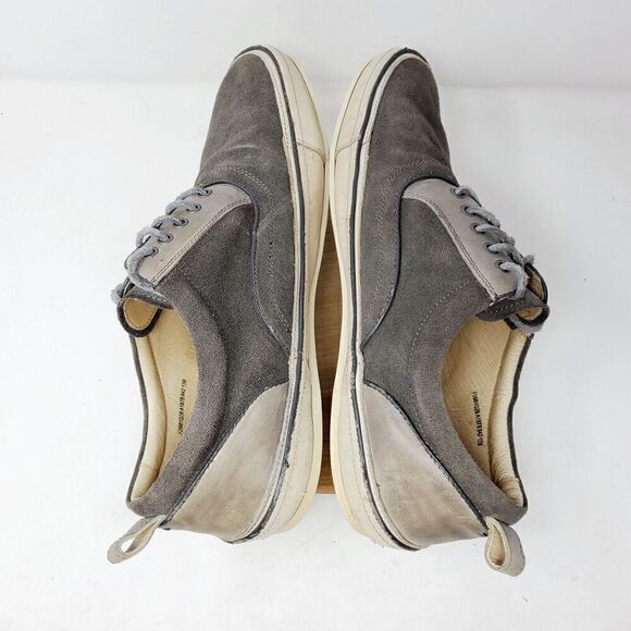 John Varvatos Shoes Mens 13 Redding Low Grey Leather Canvas Sneaker Distressed - Picture 11 of 14